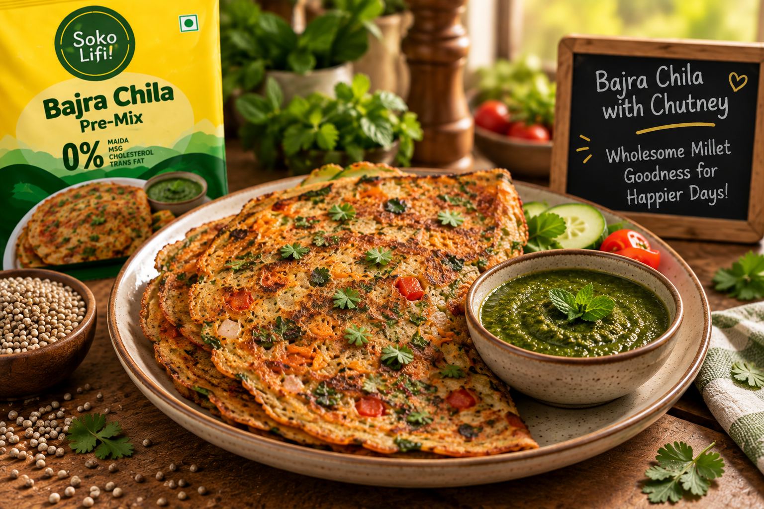 Bajra Chila with Chutney